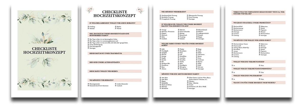 Checklisten zum Abhaken für die Hochzeitsplanung